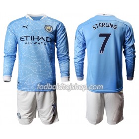 Manchester City Raheem Sterling 7 Børn Hjemme Fodboldsæt 2020-21 L/S (+ Korte bukser)